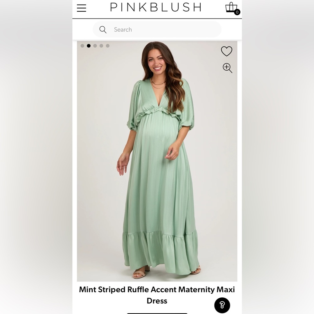 Pink Blush Maternity Mint Striped Ruffle Accent Tiered Maxi Dress in Mint - Picture 8 of 9
